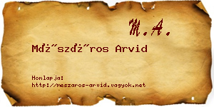 Mészáros Arvid névjegykártya